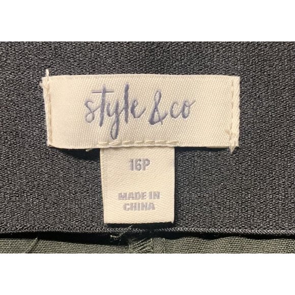 Style & Co Dress Pants Womens 16P Green Straight Leg Tummy Control Comfort Waist - Picture 2 of 7